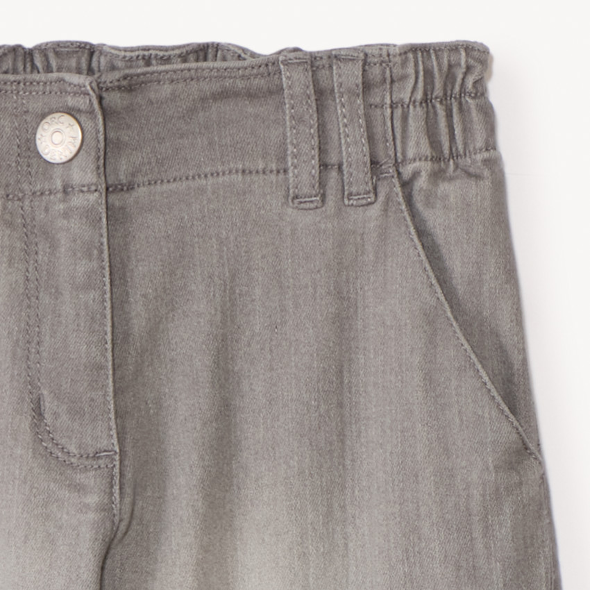 Jean large uni en denim style cargo avec poches pour fille  