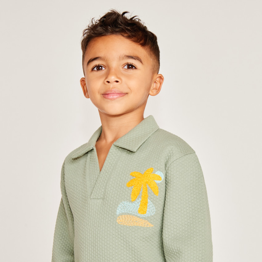 Sweatshirt met plissé-effect en polo-kraag jongens 
