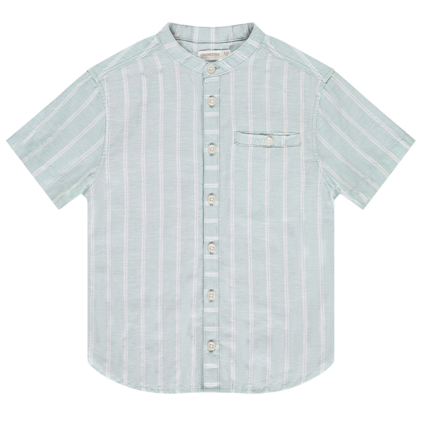 Chemise manches courtes rayée à col mao pour garçon  
