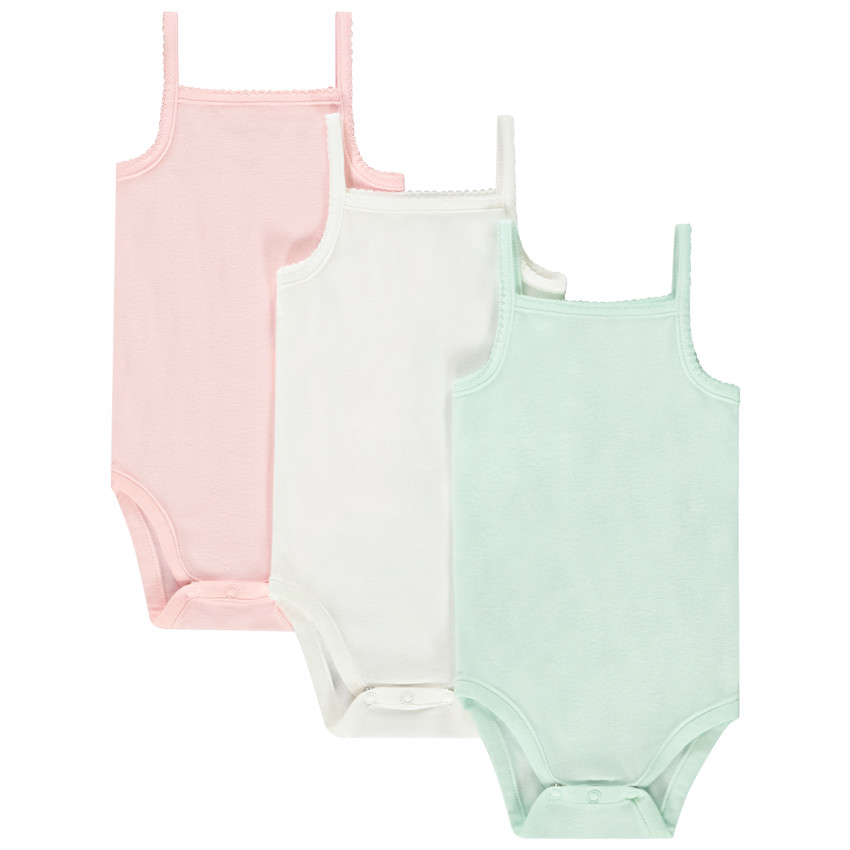 Lot de 3 bodies débardeurs unis pour bébé fille 
