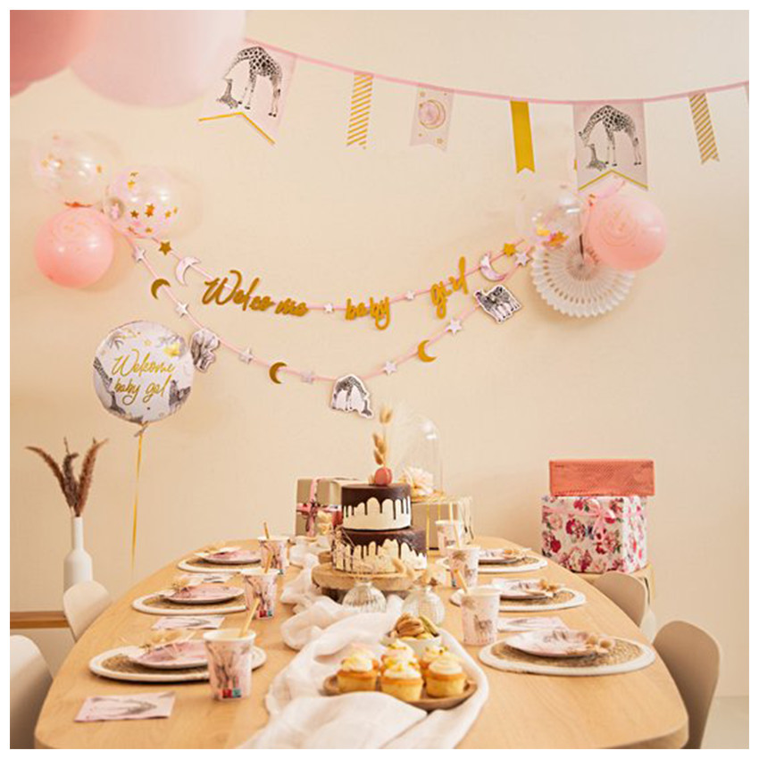 Ballon Aluminium Baby Safari "Welcome Baby Girl" 45cm 