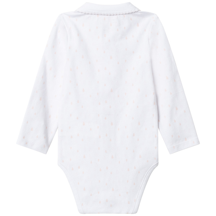 Body manches longues en coton à pois roses all-over 