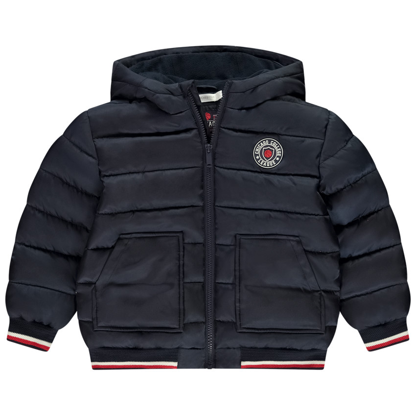 Doudoune rembourrée à capuche avec badge gomme pour garçon 