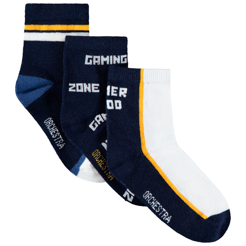 Lot de 3 paires de chaussettes à textes pour enfant garçon 