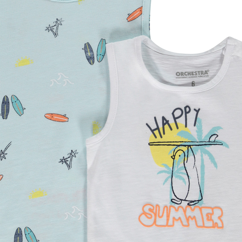 Set van 2 fantasie tanktops in jersey slub voor baby jongen 