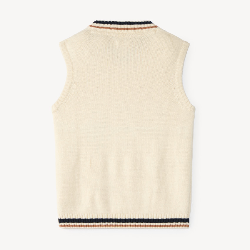 Pull garçon sans manches en maille torsadée 