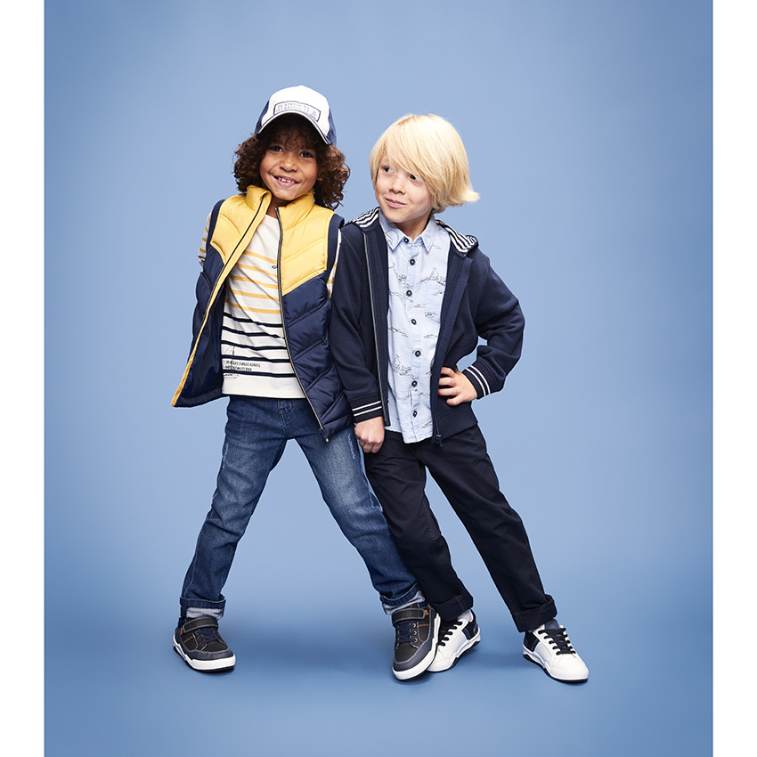 Straight fit jeans van denim met used look voor jongens 