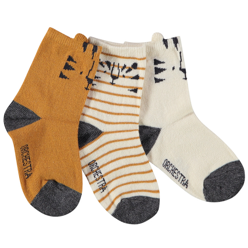 Lot de 3 paires de chaussettes print tigre pour bébé garçon 