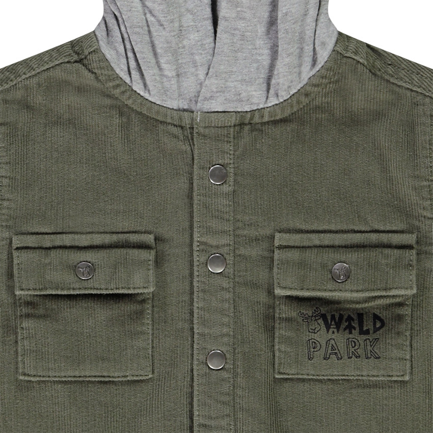 Chemise manches longues en velours milleraies avec capuche pour bébé garçon 