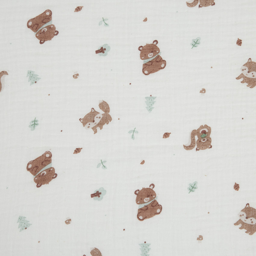 Set van 3 luiers in katoenen gaas Roi des Forêts 