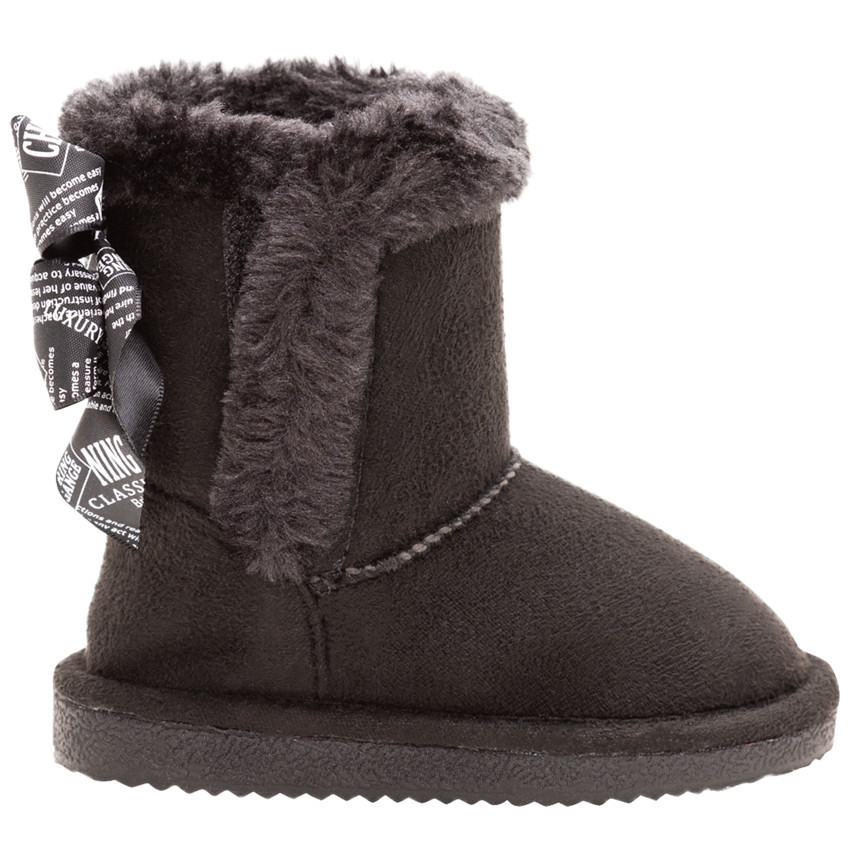 Demi-bottes fourrées avec noeuds au dos pour enfant fille 