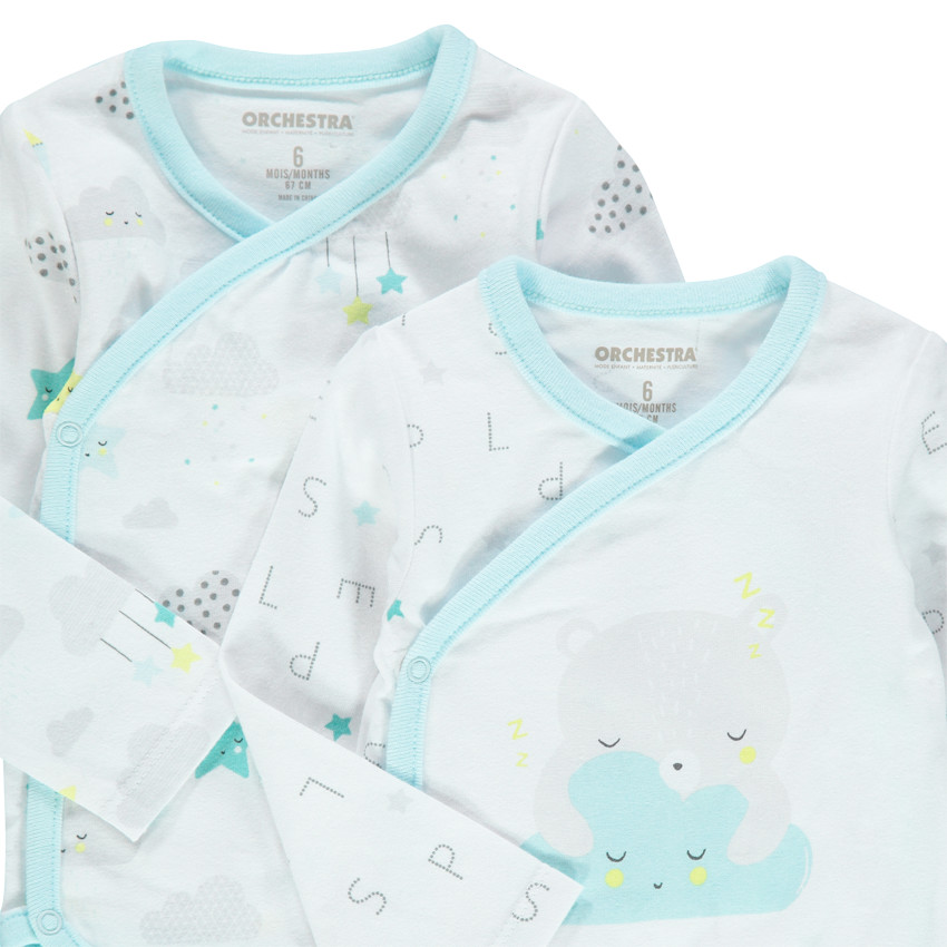 Lot de 2 bodies manches longues en coton bio à nuages imprimés 