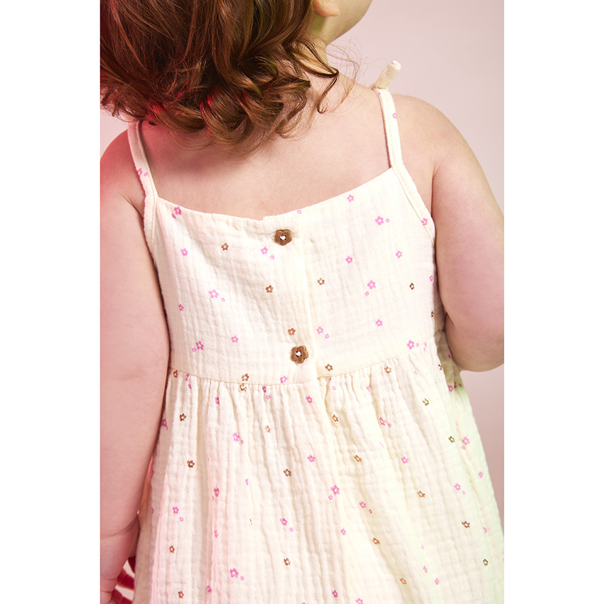 Jurk met schouderbandjes van katoenen gaas met bloemen voor meisjes 