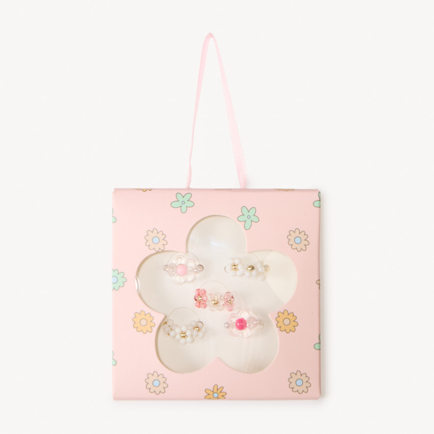 Set van 5 elastische parelringen voor meisjes 