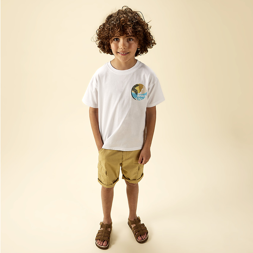 Bermuda en toile unie esprit cargo pour garçon 