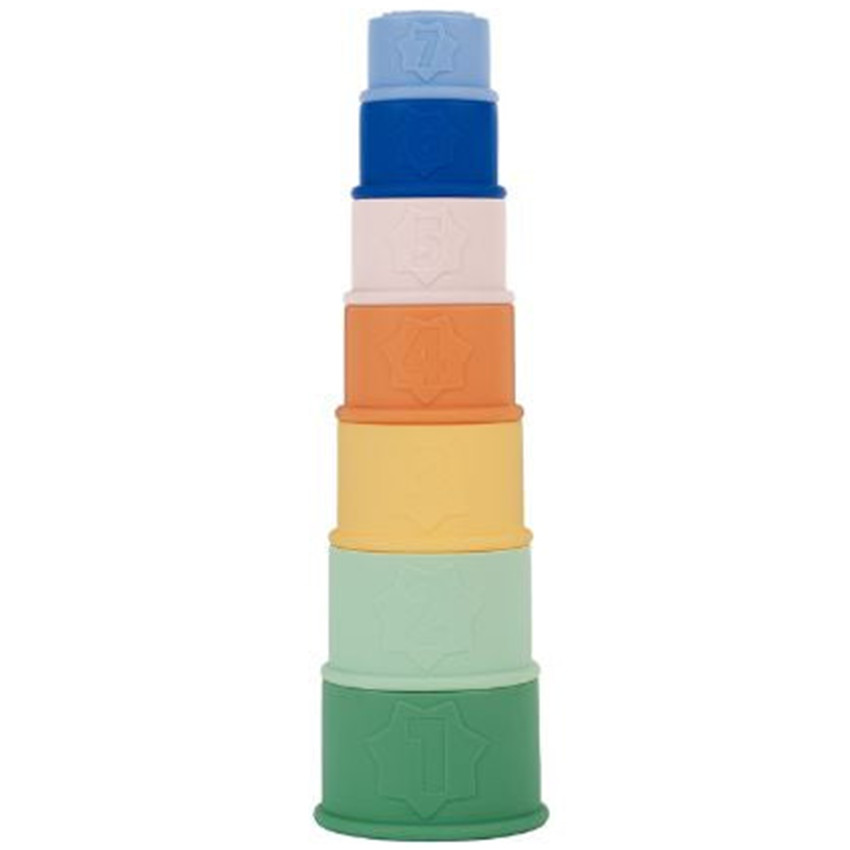Jouet de bain set de 7 tasses silicone empilables  