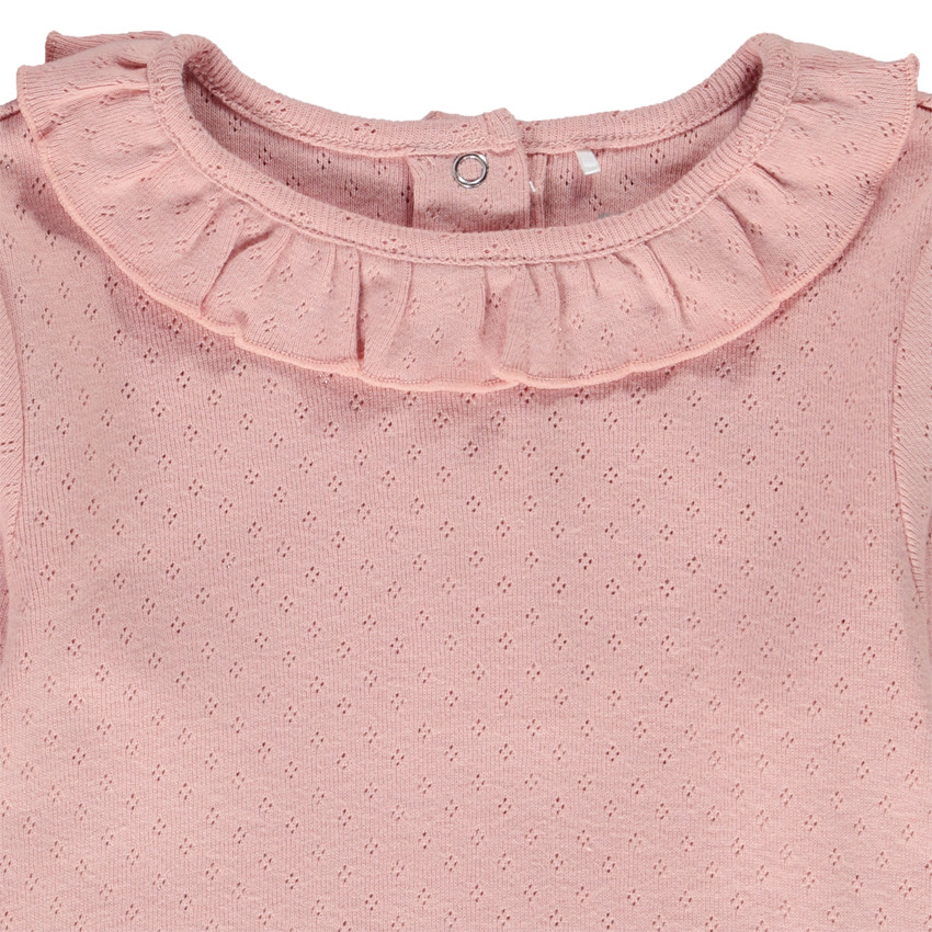 Lange mouwen T-shirt in Pointelle mesh voor baby meisjes 
