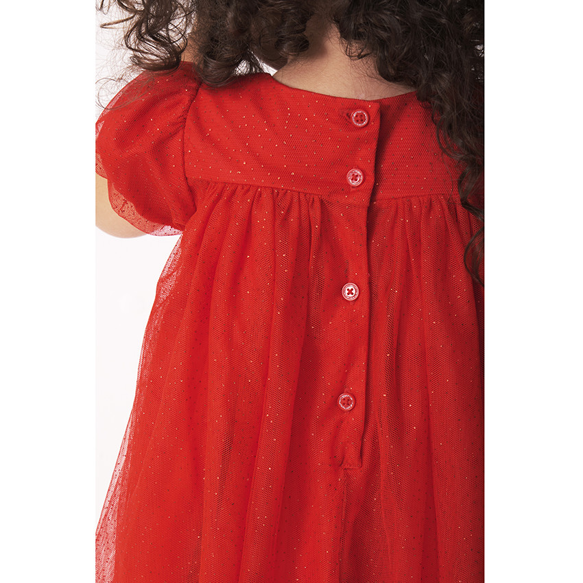 Robe de fêtes rouge en tulle et paillettes pour bébé fille