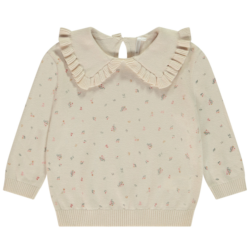 Pull à col claudine et imprimé fleurs pour bébé fille 