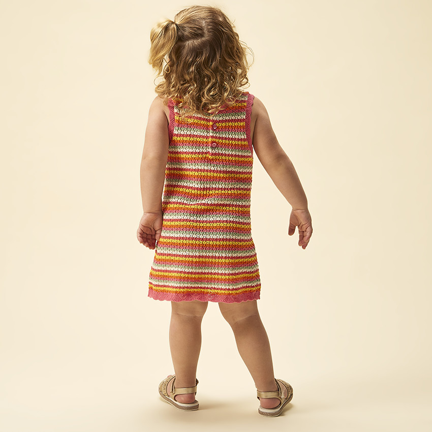Robe sans manches en crochet rayé pour bébé fille 