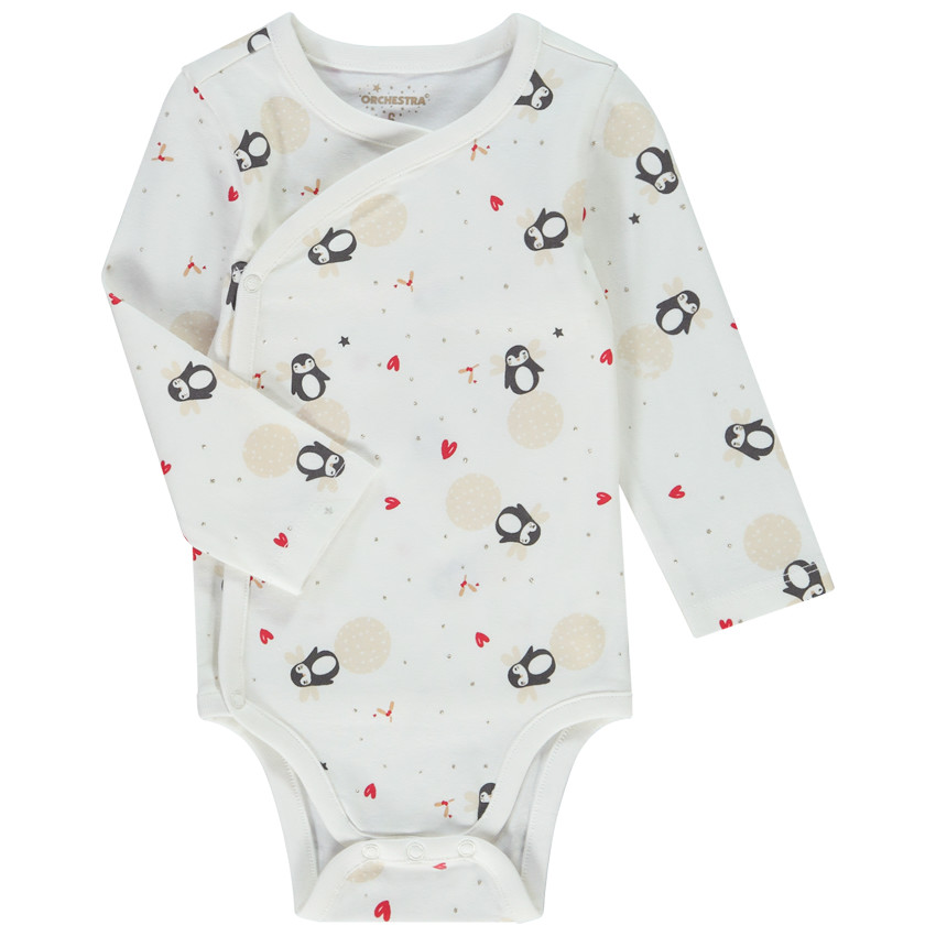 Set van 2 bodies in jersey met pinguïnprint voor meisjes 