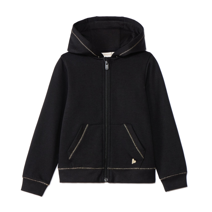 Vest met kap van fleece met hartborduursel meisjes 