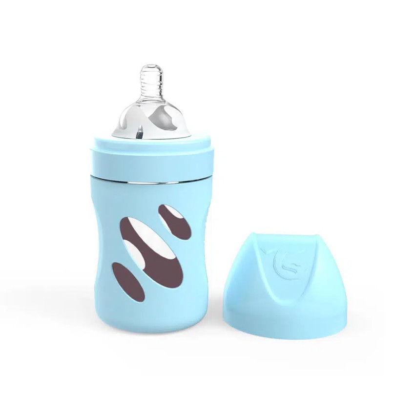 Biberon en verre anti-colique 180 ml - Bleu pastel 