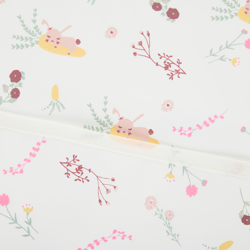 Bavoir imperméable à poche et col élastiqué imprimé fleurs 