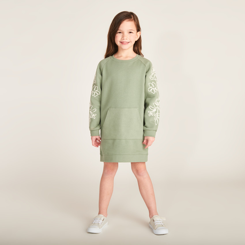 Sweatjurk van fleece met bloemenkoord voor meisjes 