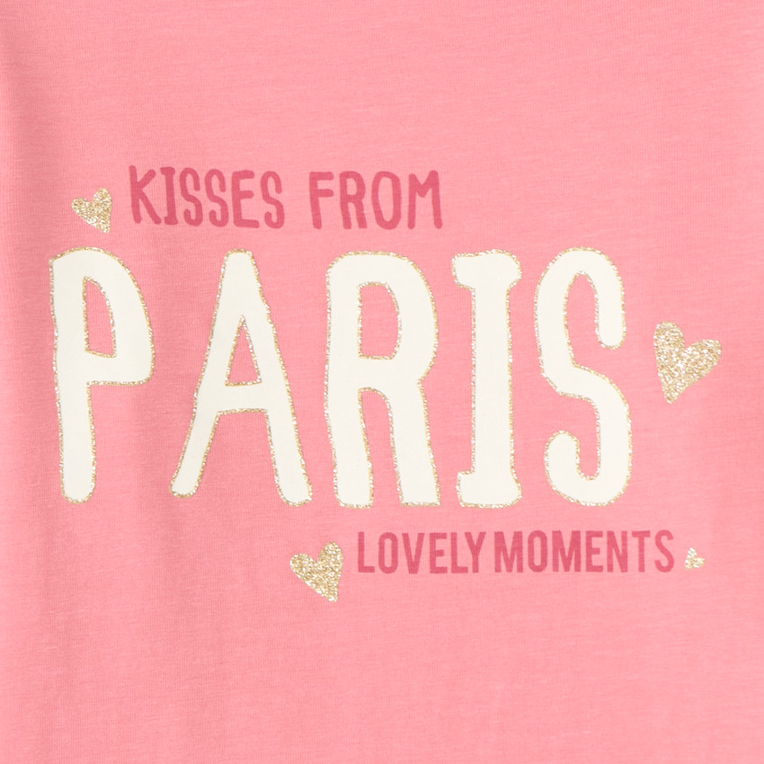 T-shirt manches longues fille avec imprimé fantaisie et paillettes 