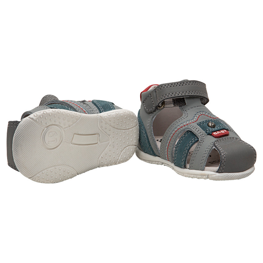 Lederen sandalen met contrasterende riemen en klittenband 