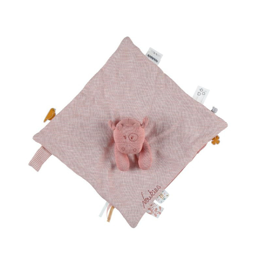 Doudou plat Lola 100% coton - Rose  
