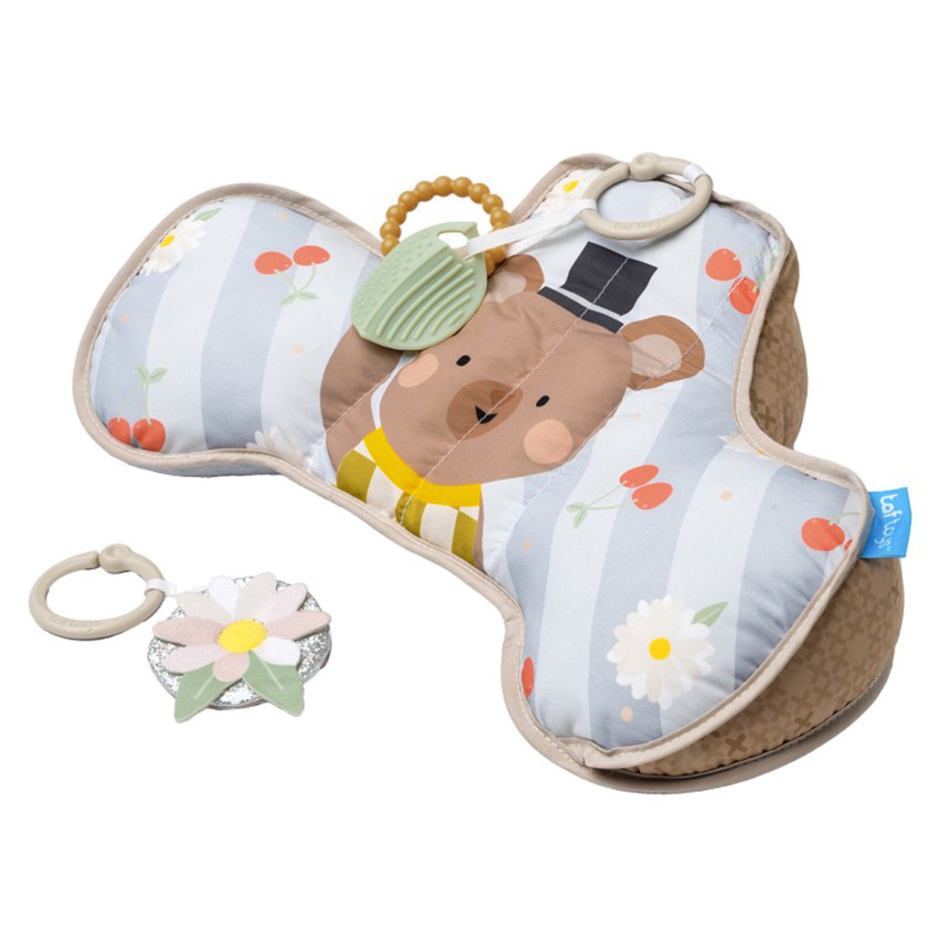 Coussin ventral Tummy Time Bear + Hochet & anneau de dentition 