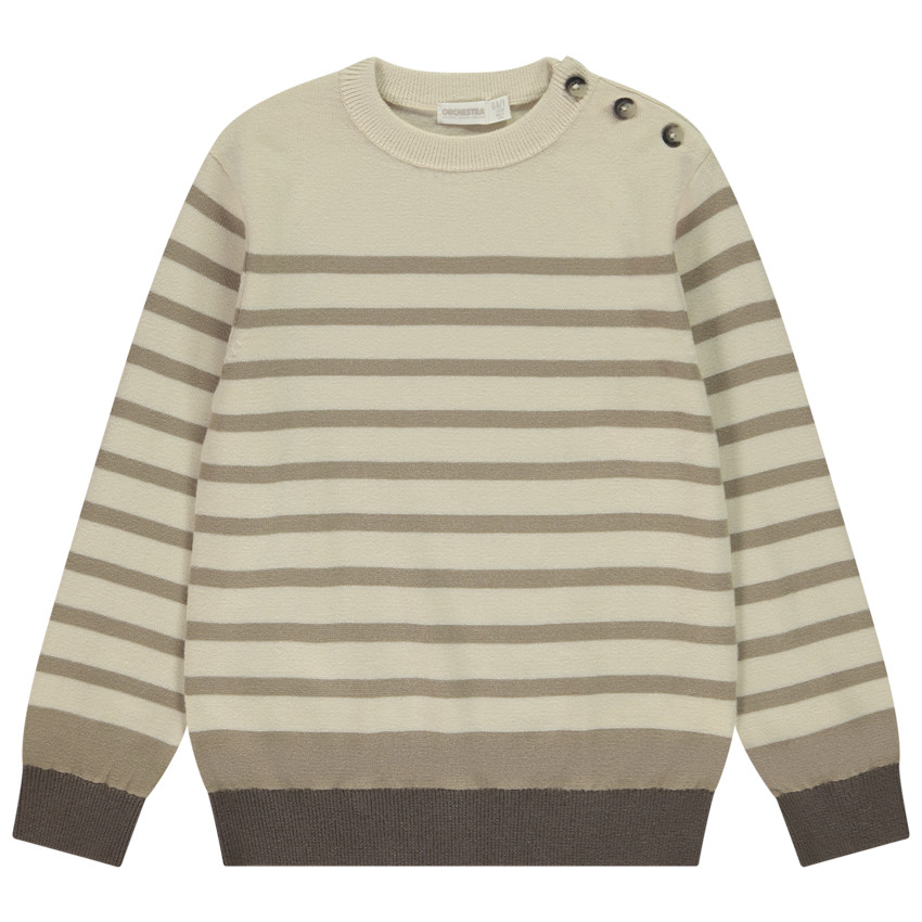 Gestreepte gebreide trui met knopen voor jongens 