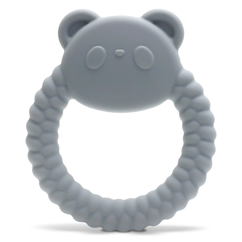 Bijtring siliconen Panda Grijs 