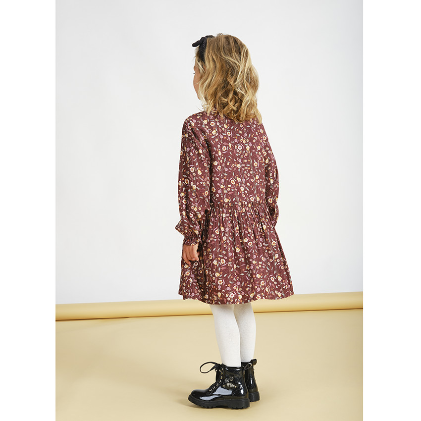 Robe manches longues imprimé fleuri en tissu français pour fille 