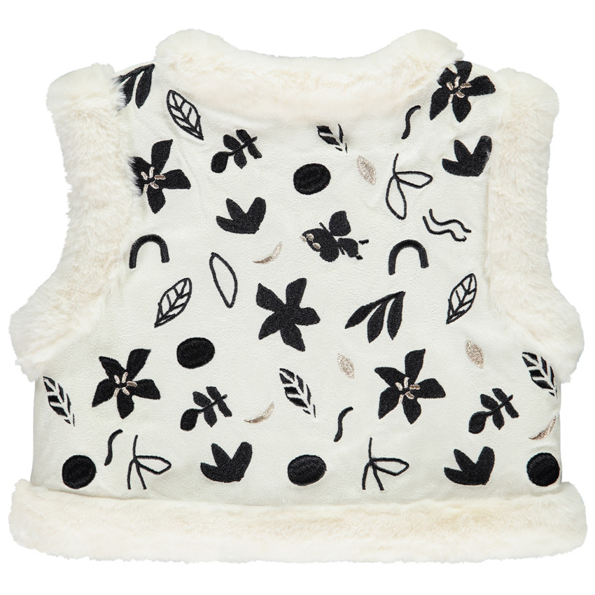 Gilet velours sans manches fausse fourrure motifs arty pour fille 