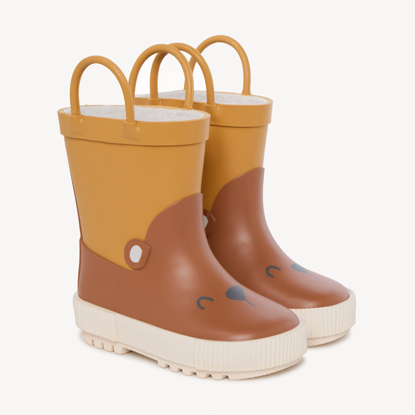 Bottes de pluie ludiques ourson à anses pour bébé garçon 