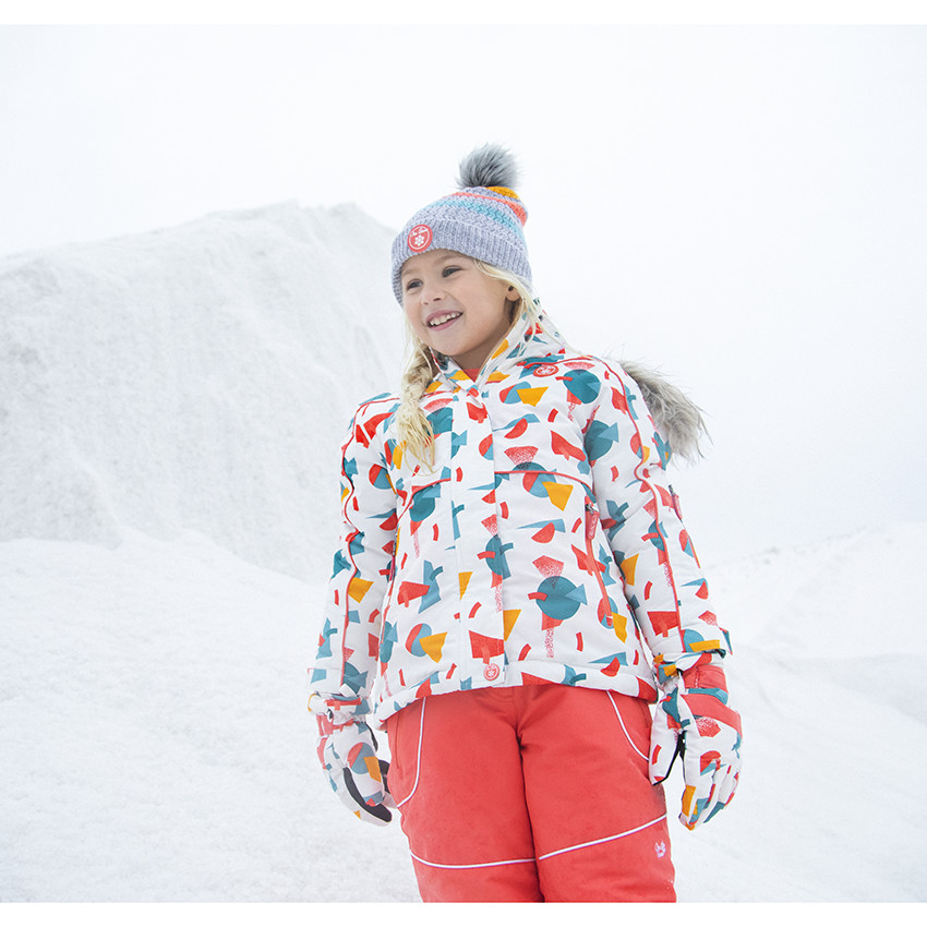 Gants de ski à motifs graphiques pour enfant fille
