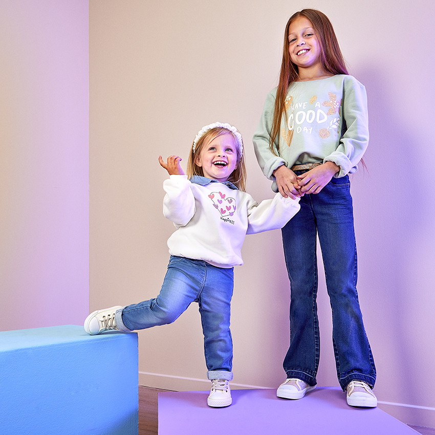 Jean en denim coupe évasé pour fille 