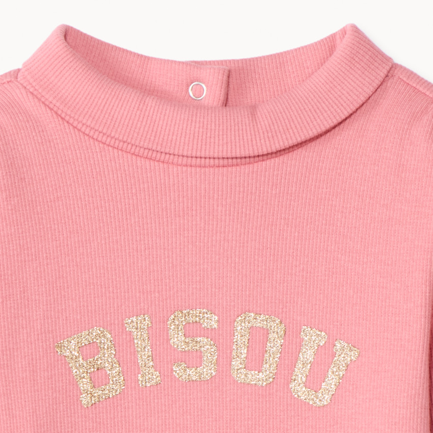 Sous-pull col roulé à message pailleté pour bébé fille 