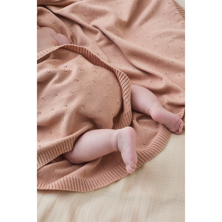 Couverture tricot bio 75x100 Powder Pink MM24 