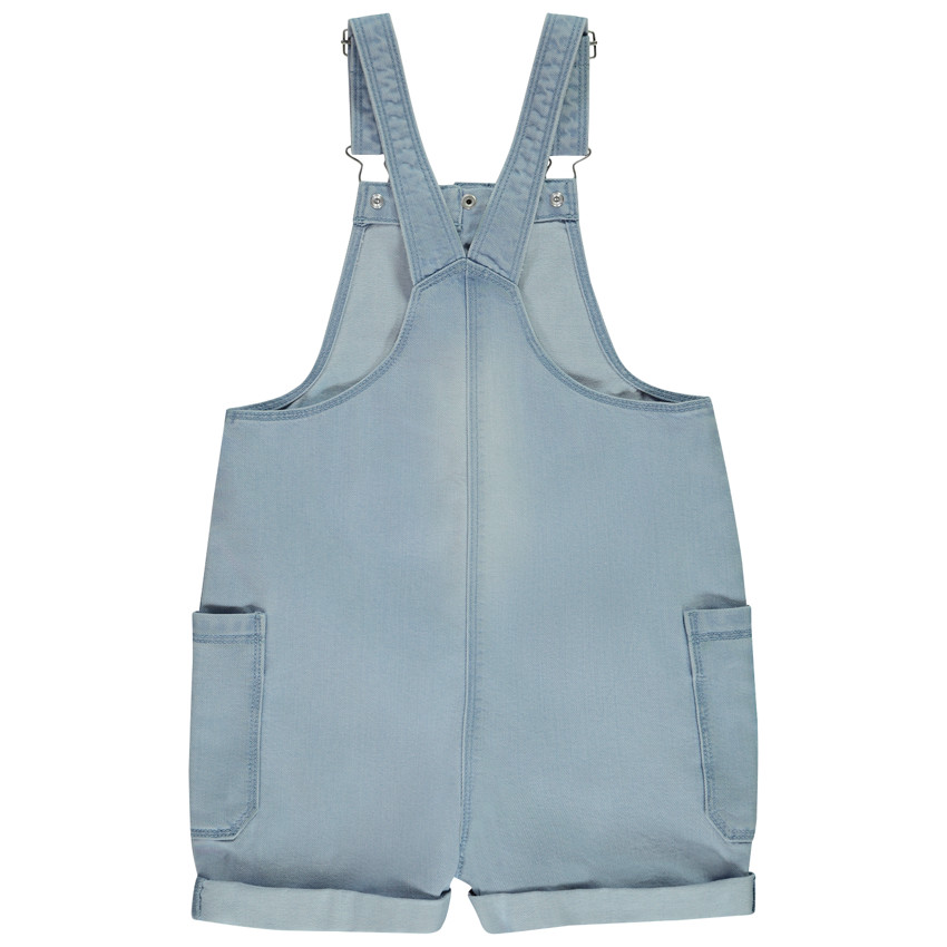 Korte en brede jeanssalopette met zakken voor meisjes 