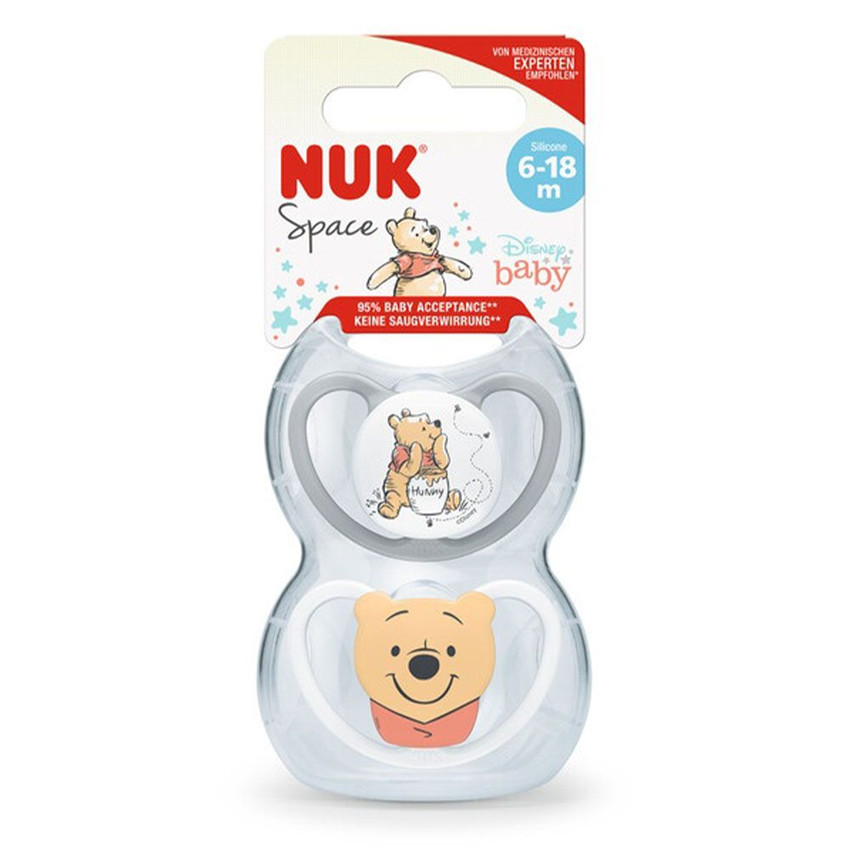 Lot de 2 sucettes physiologiques 6-18 mois Space Winnie 