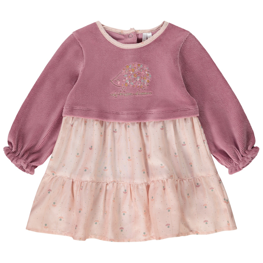 Tweedelige jurk met 2-in-1 effect geborduurde egel voor baby meisjes 