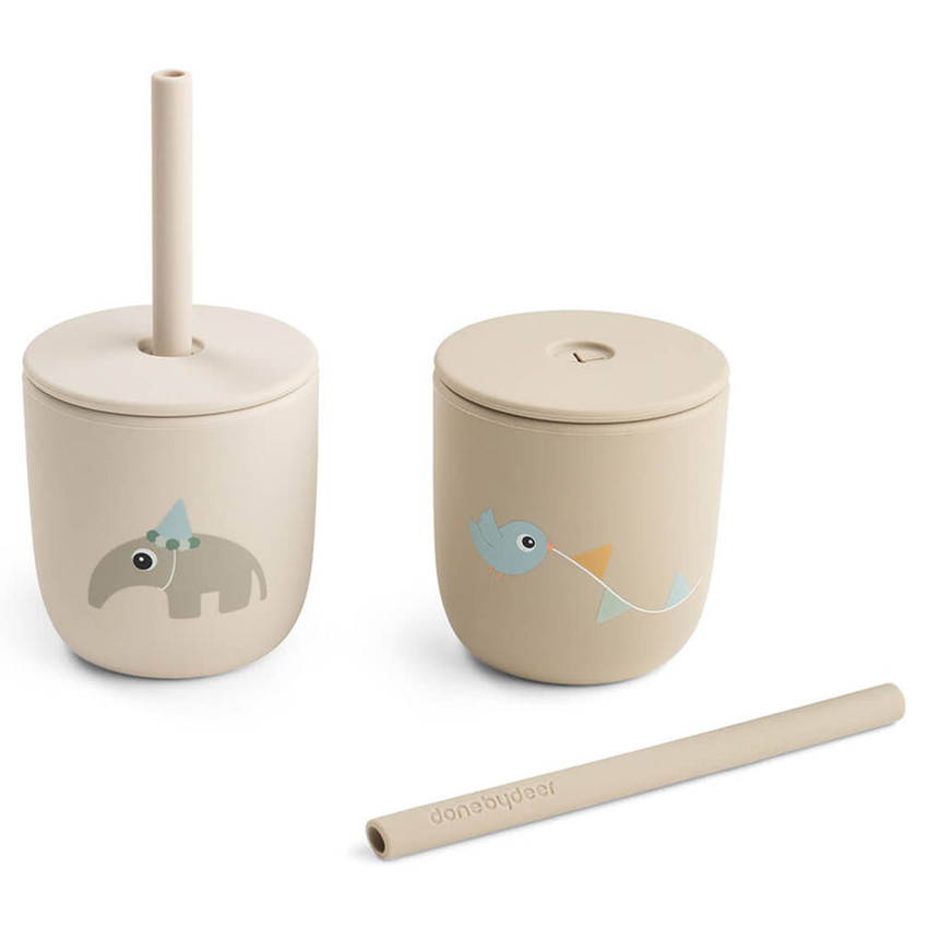 Lot de 2 gobelets à paille en silicone Celebration Sable 