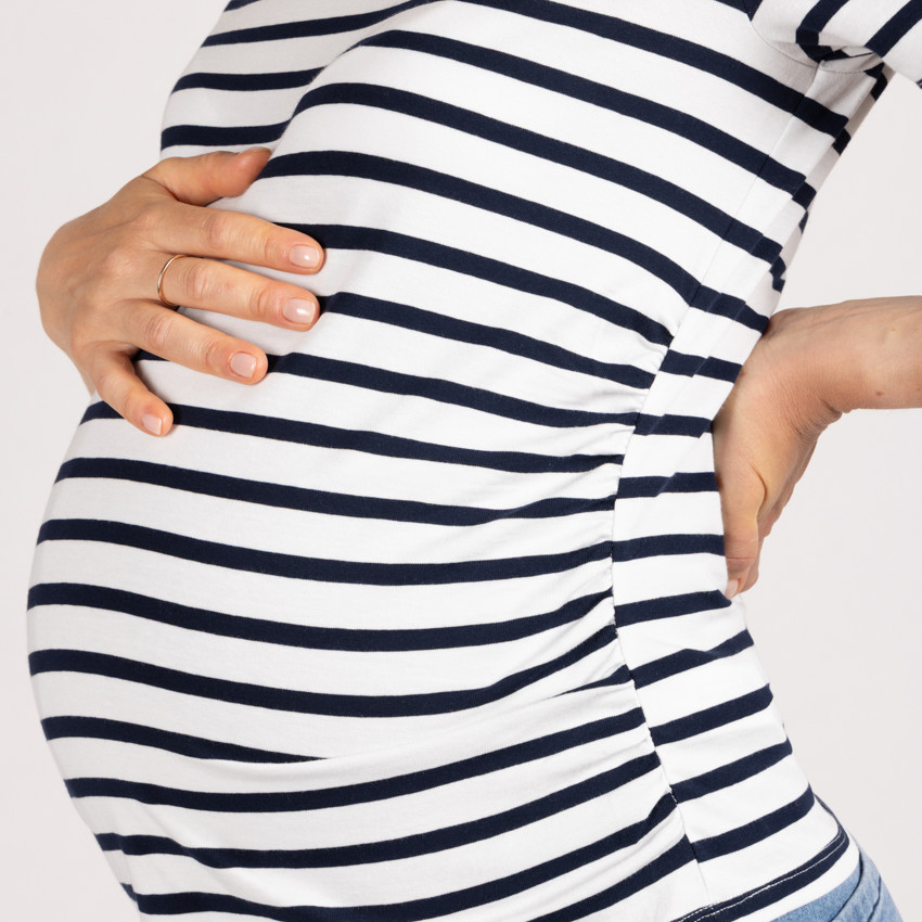 T-shirt voor zwangerschap met korte mouwen, gestreept 
