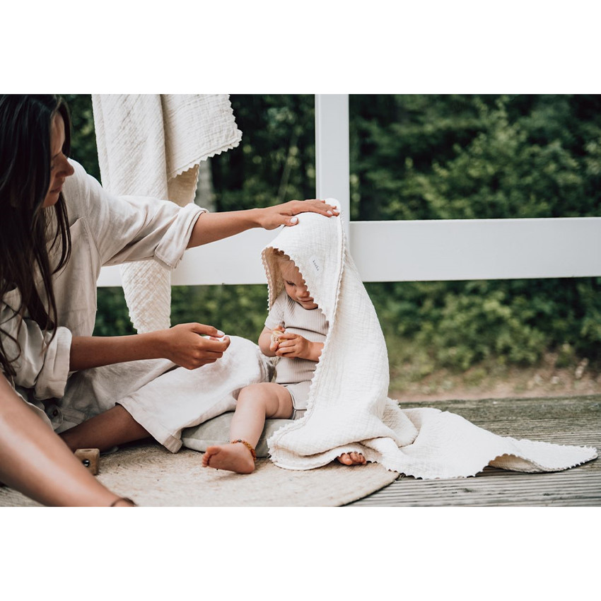 Couverture enveloppante Lace Elba Natural 100x100cm  