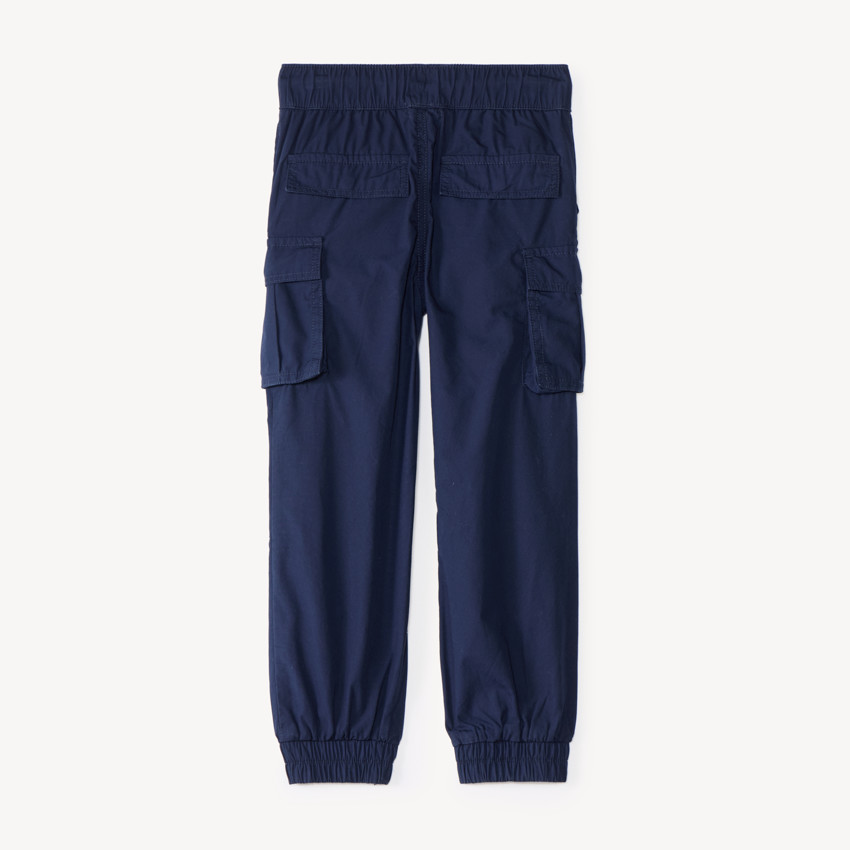 Pantalon garçon style jogger cargo uni 