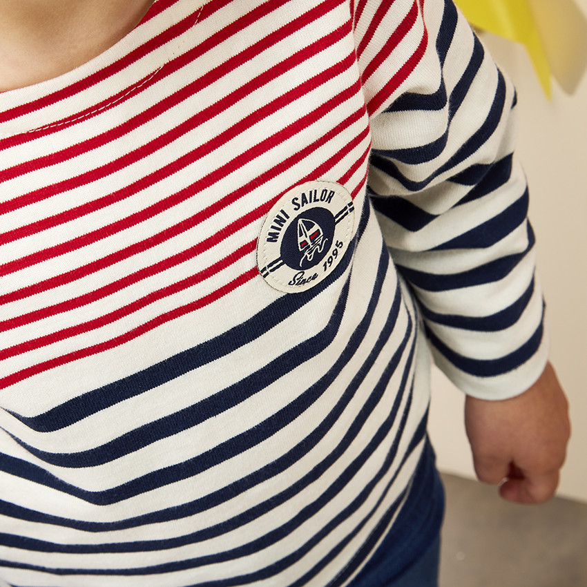 T-shirt manches longues esprit marinière pour bébé garçon 